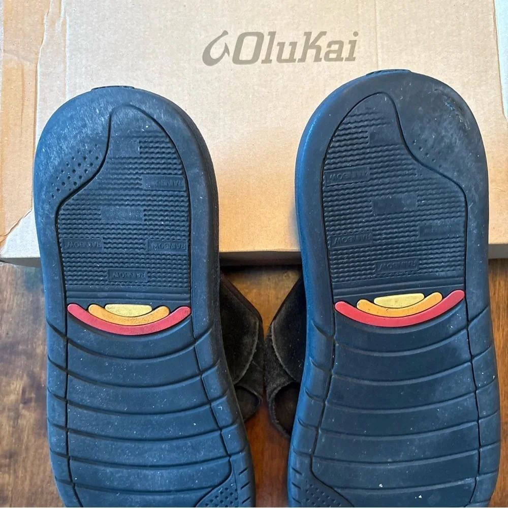 Olukai Black Kipi Men’s Sandals Size M 13